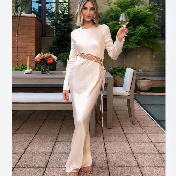 Shona Joy Silk Maxi Dress White Shona Joy La Lune Long-Sleeve